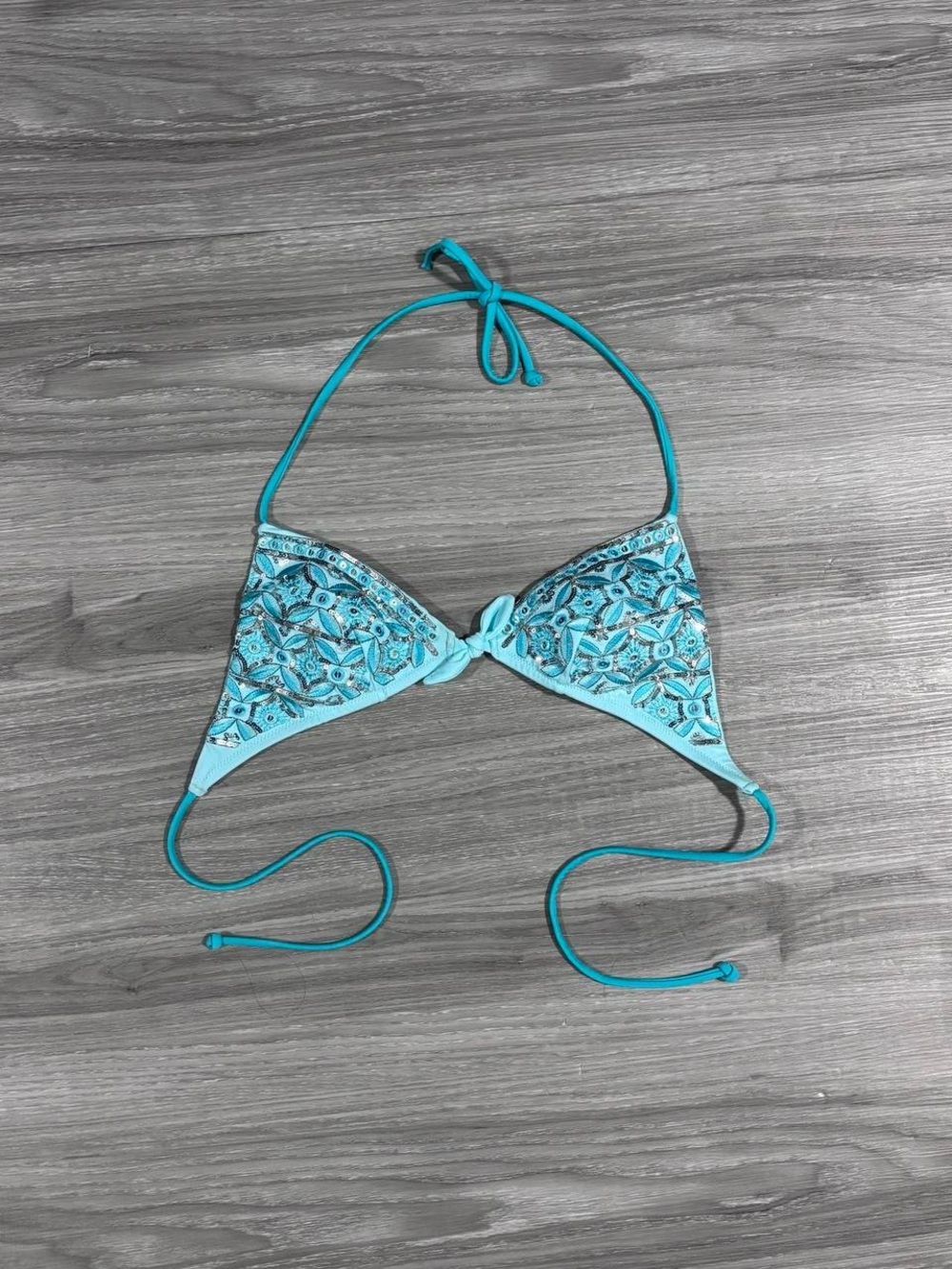 baby blue sequin detailed Victoria’s Secret bikini top